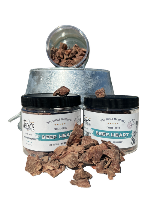 Jars of Freeze-dried beef heart