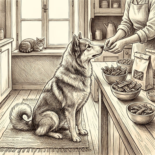 Illustration of Dog Trying Treats